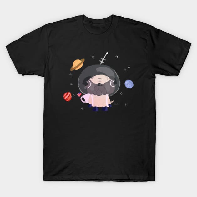 Space Pug T-Shirt by chelsea_morano